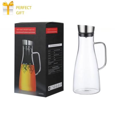 China CnGlass 56oz. Drinkware Glass Hot Water Filter Pitcher With Spout Modern Design Style for sale