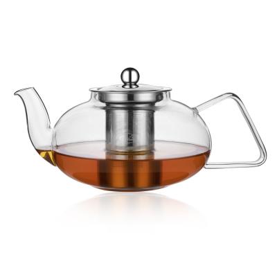 China CnGlass 40.6oz. wholesale glass tea kettle and tea pot maker stovetop safe glass teapot for flower tea for sale