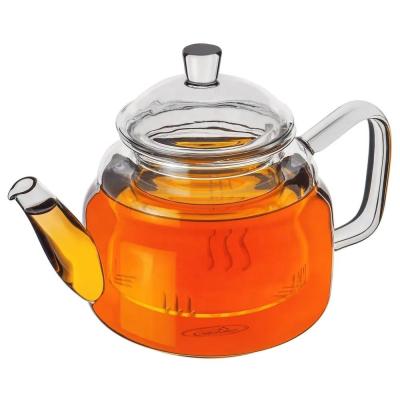 China CnGlass 500ML High Quality Mouth Blown Borosilicate Glass stovetop safe Teapot with removable Infuser for sale