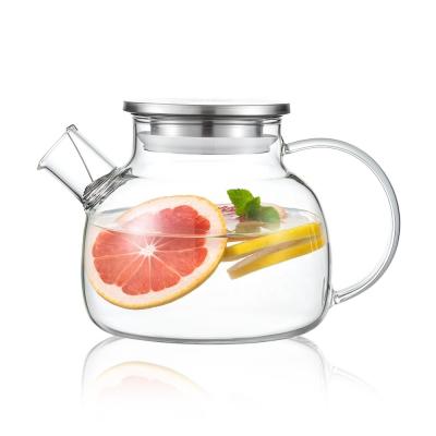 China CnGlass 900ml Pots Tea High Quality Borosilicate Glass Tea Pot Stovetop Safe Glass Kettle Teapot With Stainless Steel Lid for sale