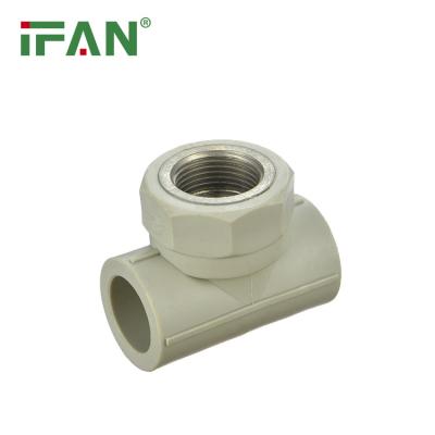 China Pipe Lines Connect IFAN China Wholesaler PPR Pipe Fitting Tee PPR Fittings Insert Gray Female Tee PPR Fittings for sale