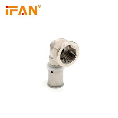 China Pipe Accessories PEX Brass Copper Fittings Manufacturer High Level IFAN Brass Press Fitting Female Elbow for sale