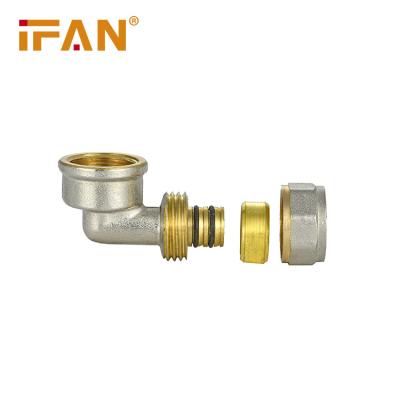 China IFAN High Quality Brass Copper Factory Wholesale Brass Press Fitting PEX-AL-PEX Pipe Fittings Female Elbow for sale