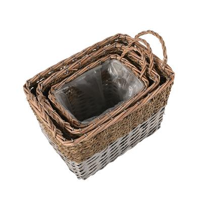 China Sustainable Hot Popular Good Quality Wicker Basket Covered Handle Rattan Wicker Basket for sale