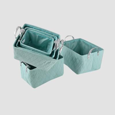 China Foldable Baskets Stocked For Toys Nursery Soft Fabric Storage Basket Organizer With Handles for sale