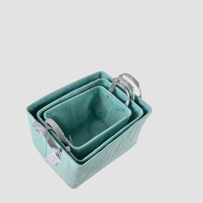 China Home Stored Box Household Organizer Collapsible Felt Laundry Cloth Storage Basket With Handle for sale