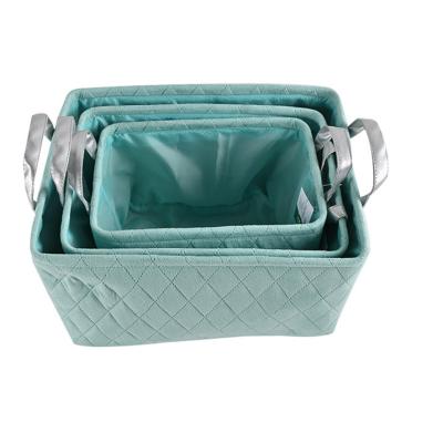 China Wholesale Set Organizer Cosmetics Fabric Storage Sundries Storage Basket With Handle for sale