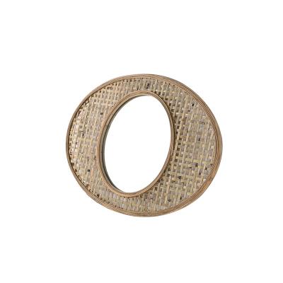 China Contemporary Home Decoration Rattan Circle Shaped Wall Mirror Living Room Hand - Woven Wall Decoration Mirror for sale