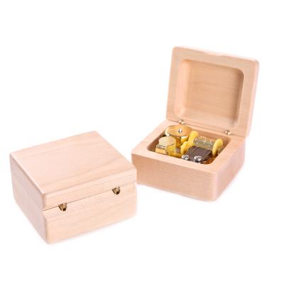 China New High-end Luxury Handwork Gift Square Wooden Music Box Wooden Music Boxes for sale