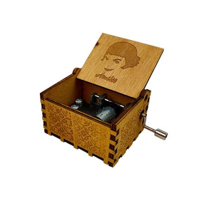 China Hot Selling Mini Music Box Custom Hand Crank Gift Popular Handwork Music Box For Sale for sale