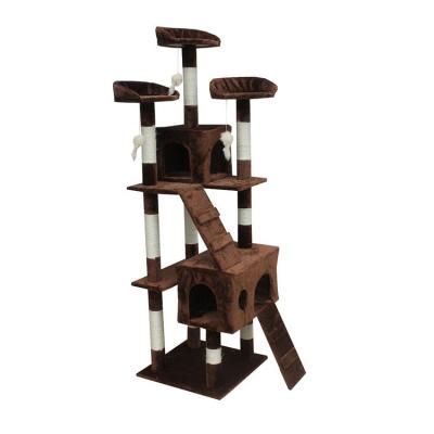 China Sustainable Custom Pet Furniture Set Large Cheap Luxury Modern Wooden Treehouse Frame Cat Treehouse Tower for sale