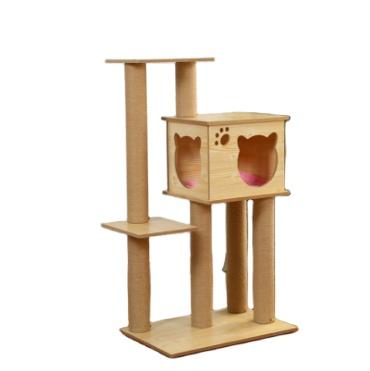 China Low Price Modern Outdoor Pets Sisal Viable Accessories Sisal Beige Wooden Cat Tower for sale