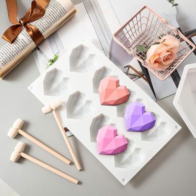 China Disposable Valentine's Day Heart Love Shaped Cupcake Molds 8 Cup Heart Chocolate Silicone Molds for sale