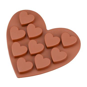 China Disposable 10 Cavity Silicone Heart Shape Chocolate Mold for sale