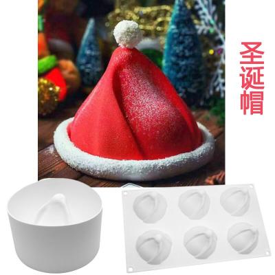 China Disposable 6 Cavities Silicone Mold For Baking High Cylinder Chocolate Mousse Cake Dessert Molds Christmas Hat Mold for sale