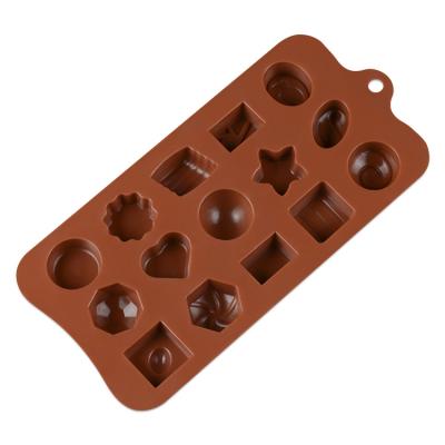 China 15 Cavity Star Heart Round Mold Candy Mold Ice Cube Trays Silicone Chocolate Baking Molds for sale