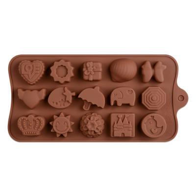 China 15 Cavity Chocalte Mold Disposable Baking Candy Dropshipping For Chocolates Silicone Chocolate Molds Sun Crown Mold for sale