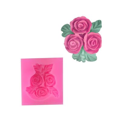 China 3 Disposable Mini Flower Silicone Cake Fondant Molds of Roses for sale