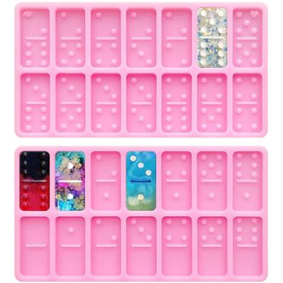 China Disposable Jumbo Silicone Dominoes Mold 28 Cavities, Key Chain Molds Domino Molds For Resin Casting, for sale