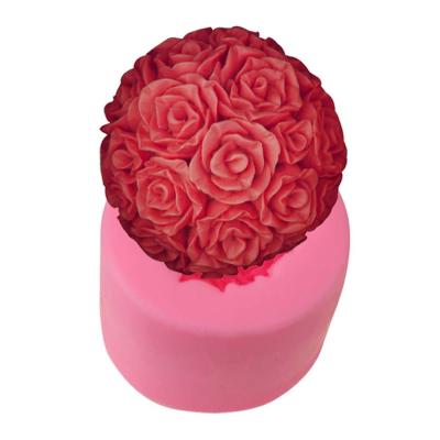 China Disposable 3D Fondant Silicone Rose Flower Candle Mold for sale