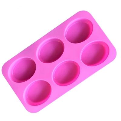 China Art Craft Cake Mold Disposable for DIY Candy Chocolate Cookie 6 Cavity Oval Silicone Soap Molds Making for sale