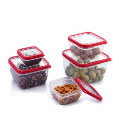 China Custom Big Freshness Keeping Small Take Away Square Storage Box 5 PCS Microwavable Plastic Food Fruit Containers With Lids For Food for sale