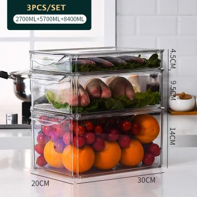 China Freshness Preservation Customized Bpa Free Plastic Box 3 Compartment Transparent Rectangular Food Storage Containers Sets With Lids for sale