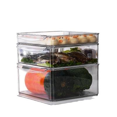 China Wholesale Eco-Friendly Reusable Kitchen Freshness Storage Compartment Food Grade Clear Refrigerator PET Plastic Storage Containers With Lids for sale