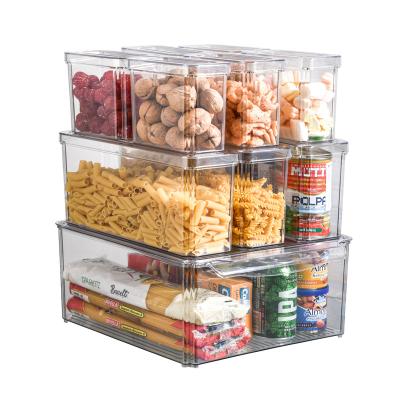 China Hot Sale 10pcs Plastic Refrigerator Organizer Food Stackable Fridge Storage Container Box Set Freshness Keeping PET for sale