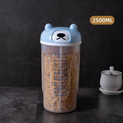 China Casual High Quality Kitchen Tools Bear Design Multifunctional Desktop 3 Compartments Cute Candy Plastic Food Storage Jars for sale