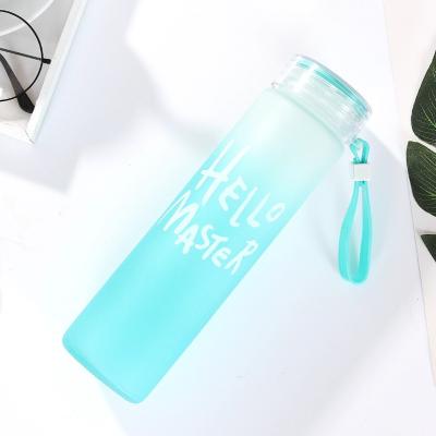 China New Design Food Grade Borosilicate Bottle Glass Sport Viable Portable Frosted Colored Water Bottle With Custom Sleeve for sale