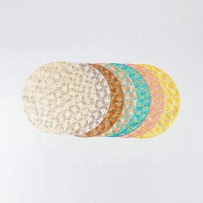 China Household Sustainable Creative Placemat Round Shaped Place Mat Non Slip PVC Plastic Table Mat Dining 38cm for sale