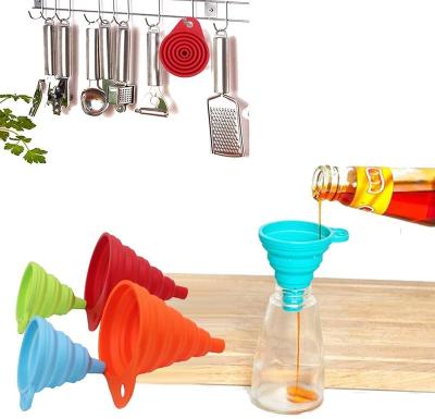 China Wholesale Viable Food Grade Kitchen Plants Mini Silicone Collapsible Funnel For Water Bottle Oil Liquid Power Transfer for sale