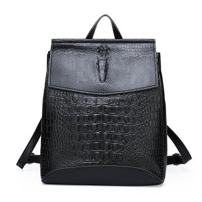 China Other 2022 ISO BSCI Factory Crocodile Pattern PU Backpack Ladies Student Casual Luxury School Bag Achievement Bag for sale