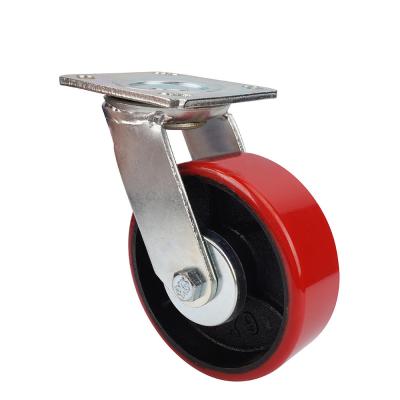 China Heavy wheels of industrial Caster with red PU wheel for sale