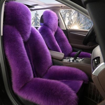 China Wholesale Luxury Real Long Fluffy Skin Sheep Fur Flags Design Auto Car Seat Cover for sale