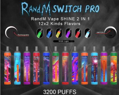 China RandM Switch Pro Disposable E-cigarettes Led Light 1100mah 10ML 3200 Puffs 2in1 Vape Pen Prefilled Portable Vapor for sale