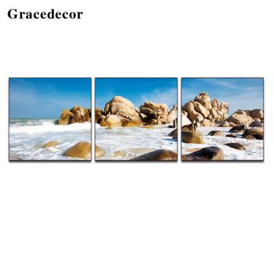 China 3 Panel Wall Photo Collage Seaside Environmental Friendly Landscape Painting for sale