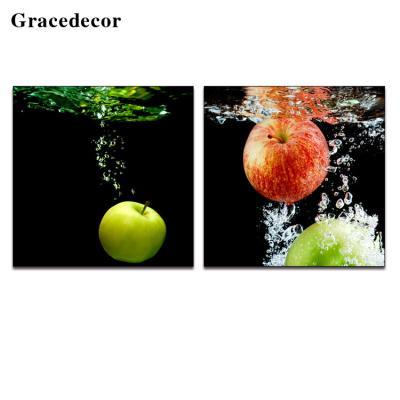 China Environmental Friendly Resin Glass Fruits Art Wall Decor Apple Painting Pictures for sale