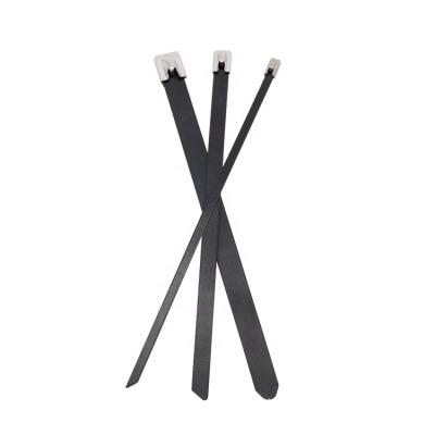 China Bundling Cables High Quality Black Color Plastic PVC Coated Metal Stainless Steel Zip Cable Ties for sale