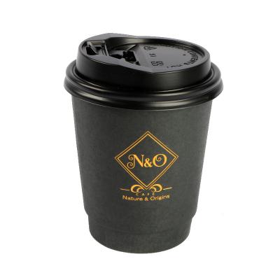 China Custom Wholesale Disposable 6oz Double Logo Wallpaper Coffee Cup Black Tea Disposable Paper Cup For Hot Drinks for sale