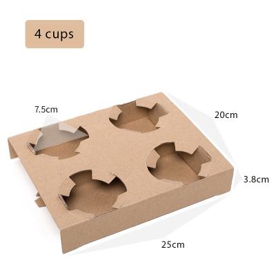 China Custom Made 2 Disposable 4 Cup Stand Tray Coffee Beverage Paper Cup Carrier Holder Disposable Takeout Tray for sale