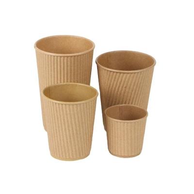 China Custom Disposable Double Wall Ripple Coffee Disposable Paper Cup With Your Own Logo for sale