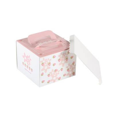 China Disposable Color Cardboard Cake Packaging Custom Paper Box And With Handle for sale