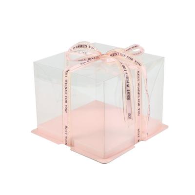 China Recyclable Custom Size Square Full Transparent Birthday Cake Box Packing Box for sale