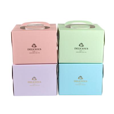 China Disposable custom printed birthday cake paper box wedding paper food packaging cake box with handle for sale