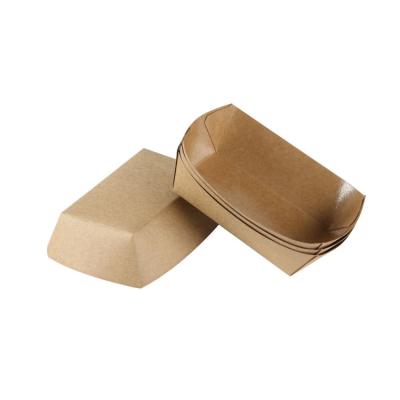 China Recyclable Custom Logo Kraft Paper Boat Box Greaseproof Food Packaging for sale