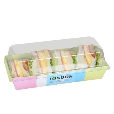 China Custom Disposable Square Bottom Sandwich Paper Box With Window for sale