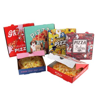 China High quality colorful foldable corrugated disposable cardboard paper box kraft paper pizza packaging box with custom logo for sale