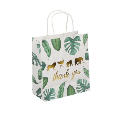 China Recycled Materials Folding Kraft Custom White Paper Gift Shopping Bags With Your Own Logo for sale